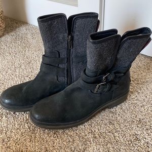 UGG Black Leather Ankle Boots Size 7
